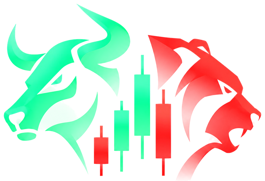 Bignals logo: a green bull and a red bear facing apart, with candlesticks between them